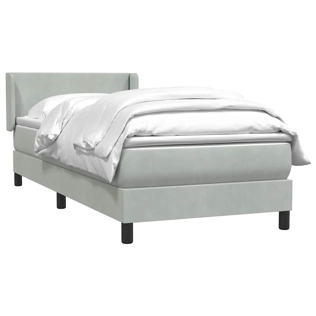 Boxspring met matras fluweel lichtgrijs 90x220 cm is nu te koop bij PeponiXL, paradijselijk wonen!