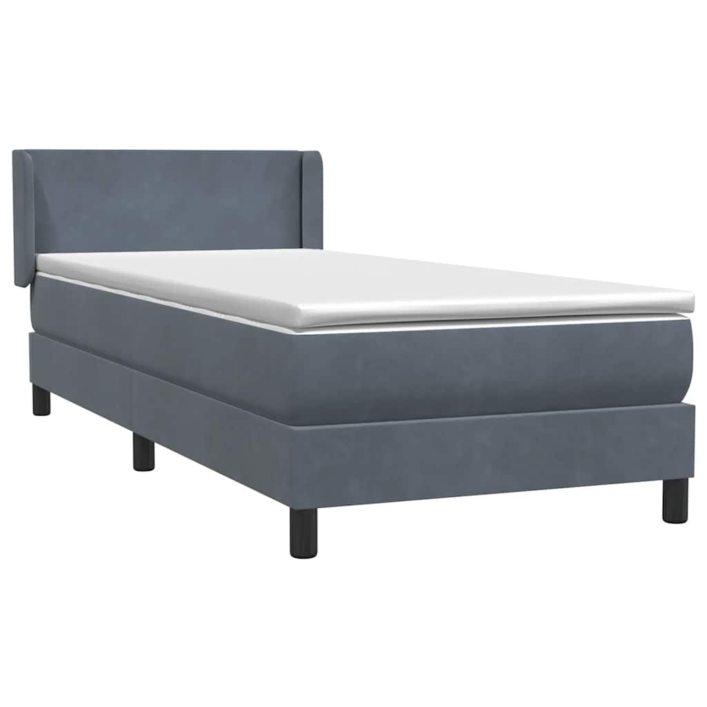 Boxspring met matras fluweel donkergrijs 90x220 cm is nu te koop bij PeponiXL, paradijselijk wonen!