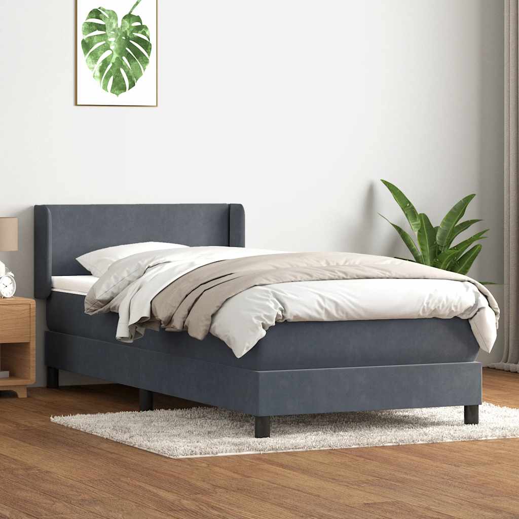 Boxspring met matras fluweel donkergrijs 90x220 cm is nu te koop bij PeponiXL, paradijselijk wonen!