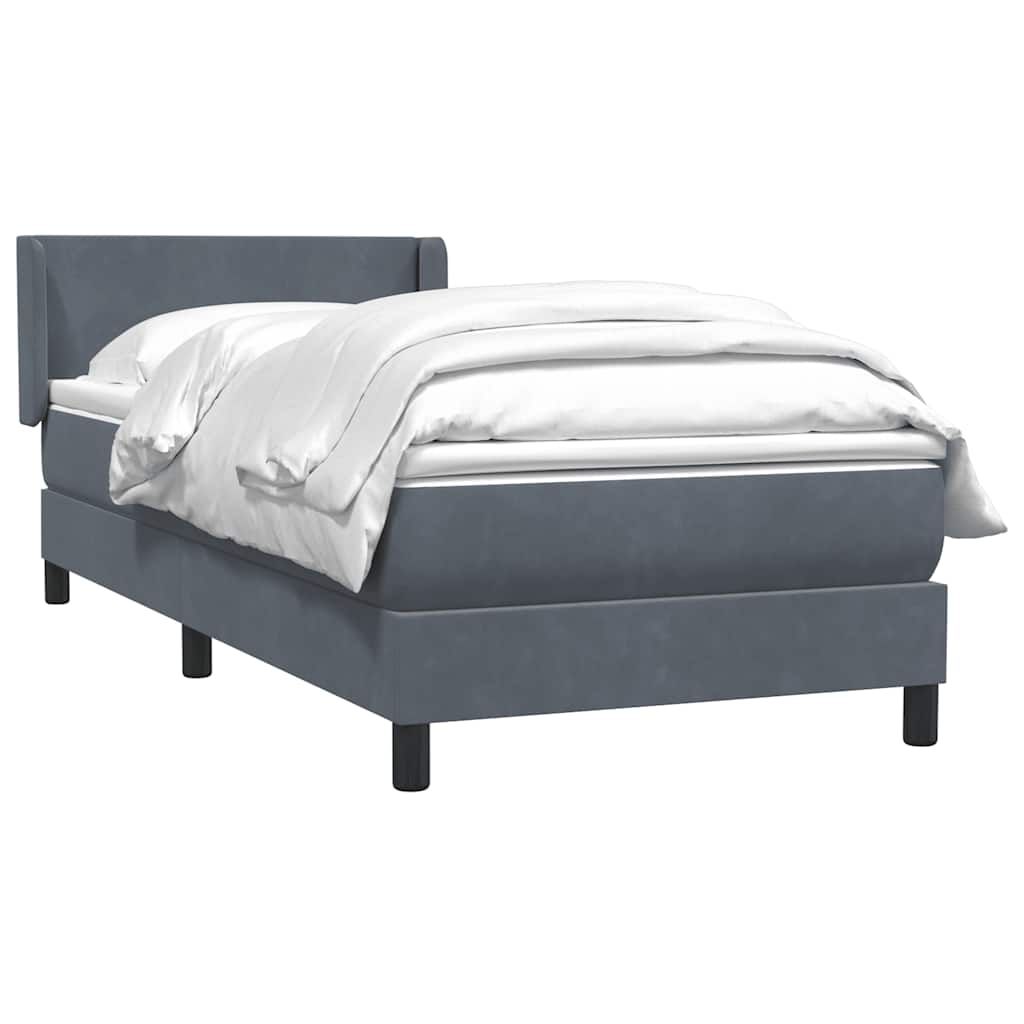 Boxspring met matras fluweel donkergrijs 90x220 cm is nu te koop bij PeponiXL, paradijselijk wonen!