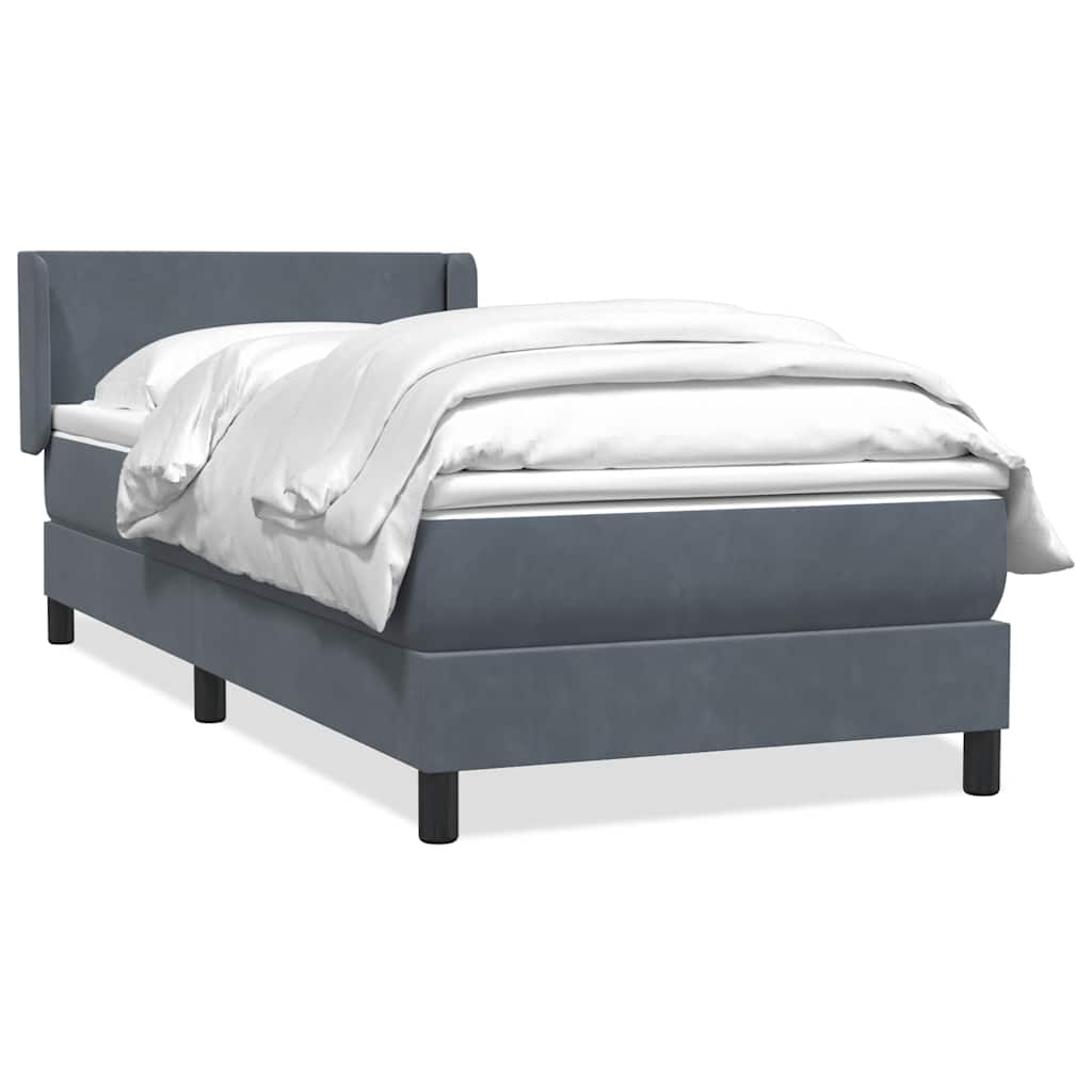 Boxspring met matras fluweel donkergrijs 90x220 cm is nu te koop bij PeponiXL, paradijselijk wonen!