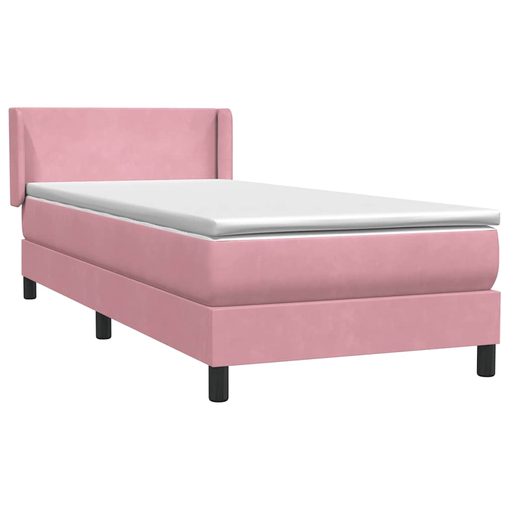 Boxspring met matras fluweel roze 90x220 cm is nu te koop bij PeponiXL, paradijselijk wonen!