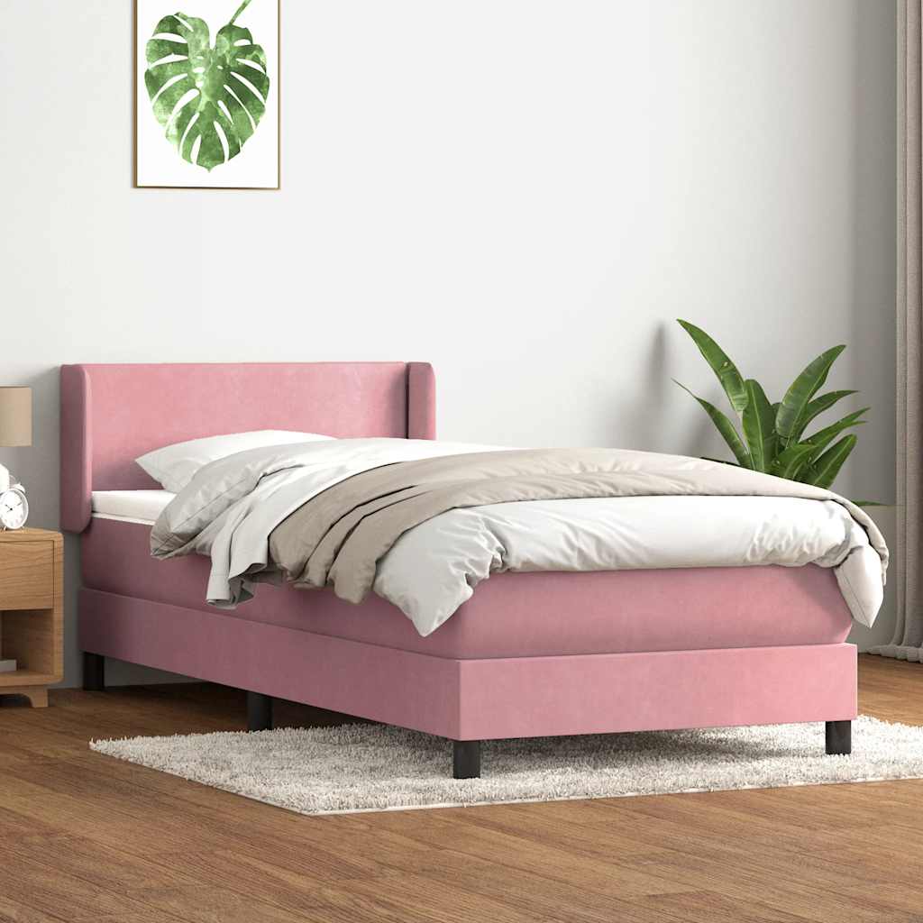 Boxspring met matras fluweel roze 90x220 cm is nu te koop bij PeponiXL, paradijselijk wonen!