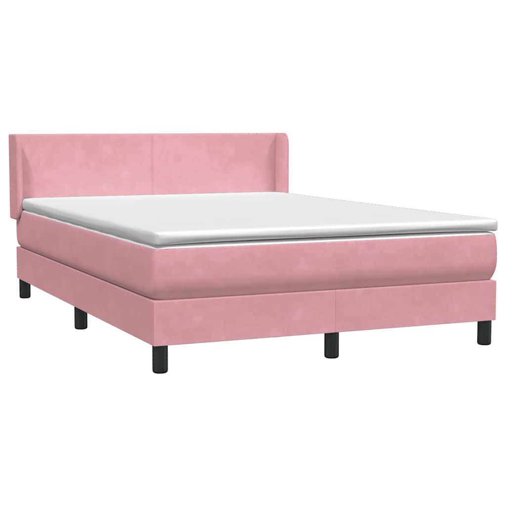 Boxspring met matras fluweel roze 140x220 cm is nu te koop bij PeponiXL, paradijselijk wonen!