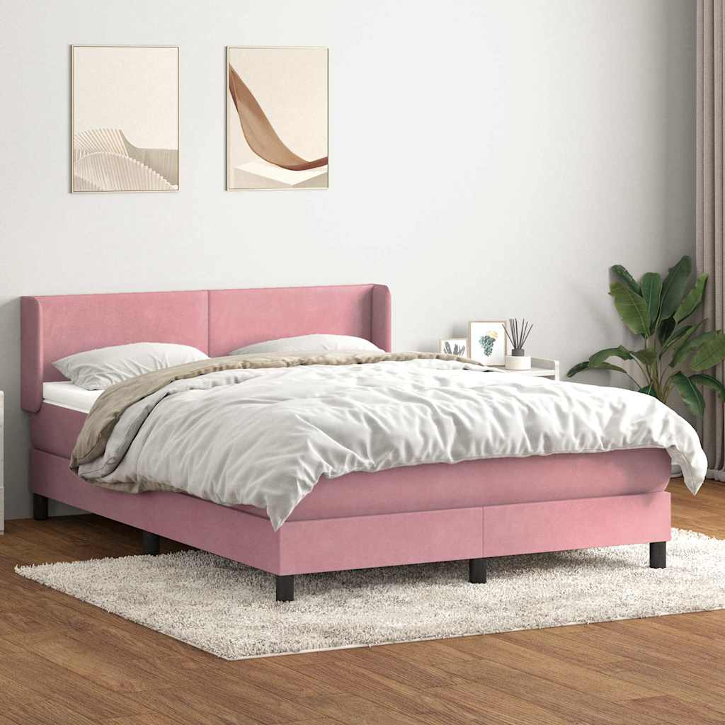 Boxspring met matras fluweel roze 140x220 cm is nu te koop bij PeponiXL, paradijselijk wonen!