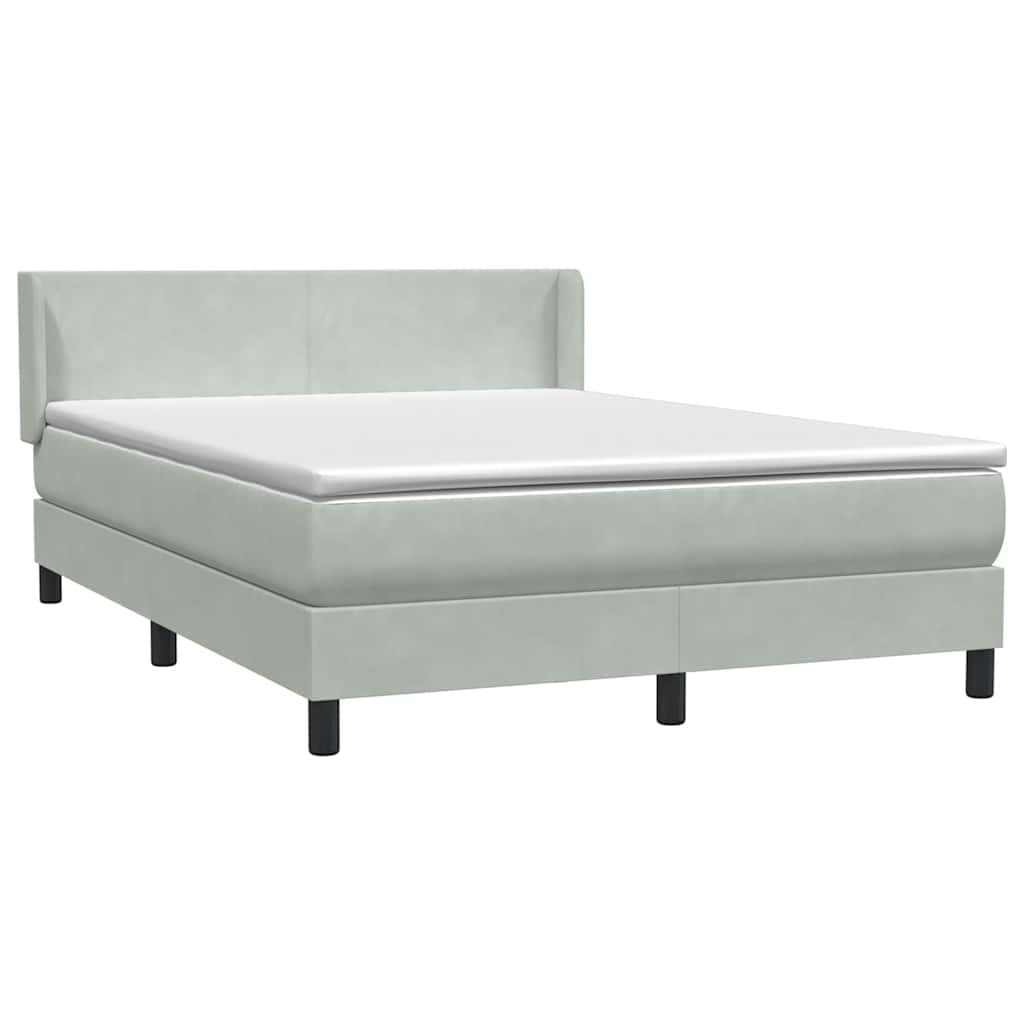 Boxspring met matras fluweel lichtgrijs 160x220 cm is nu te koop bij PeponiXL, paradijselijk wonen!