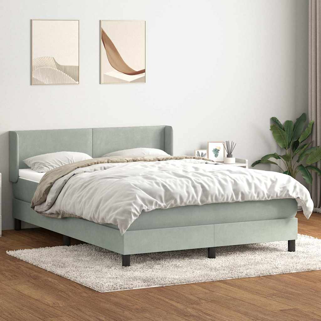 Boxspring met matras fluweel lichtgrijs 160x220 cm is nu te koop bij PeponiXL, paradijselijk wonen!