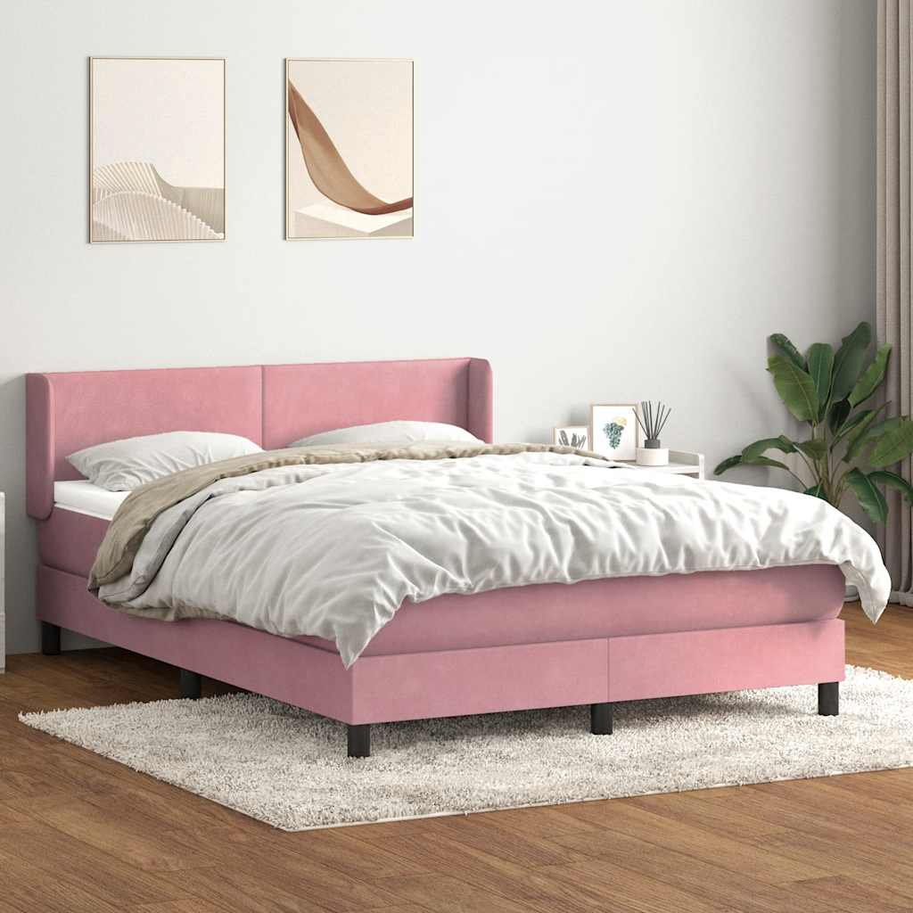 Boxspring met matras fluweel roze 160x220 cm is nu te koop bij PeponiXL, paradijselijk wonen!