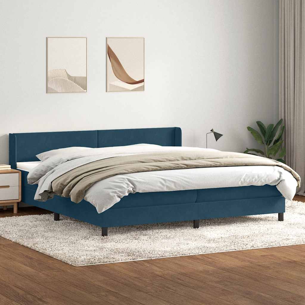 Boxspring met matras fluweel donkerblauw 180x220 cm is nu te koop bij PeponiXL, paradijselijk wonen!