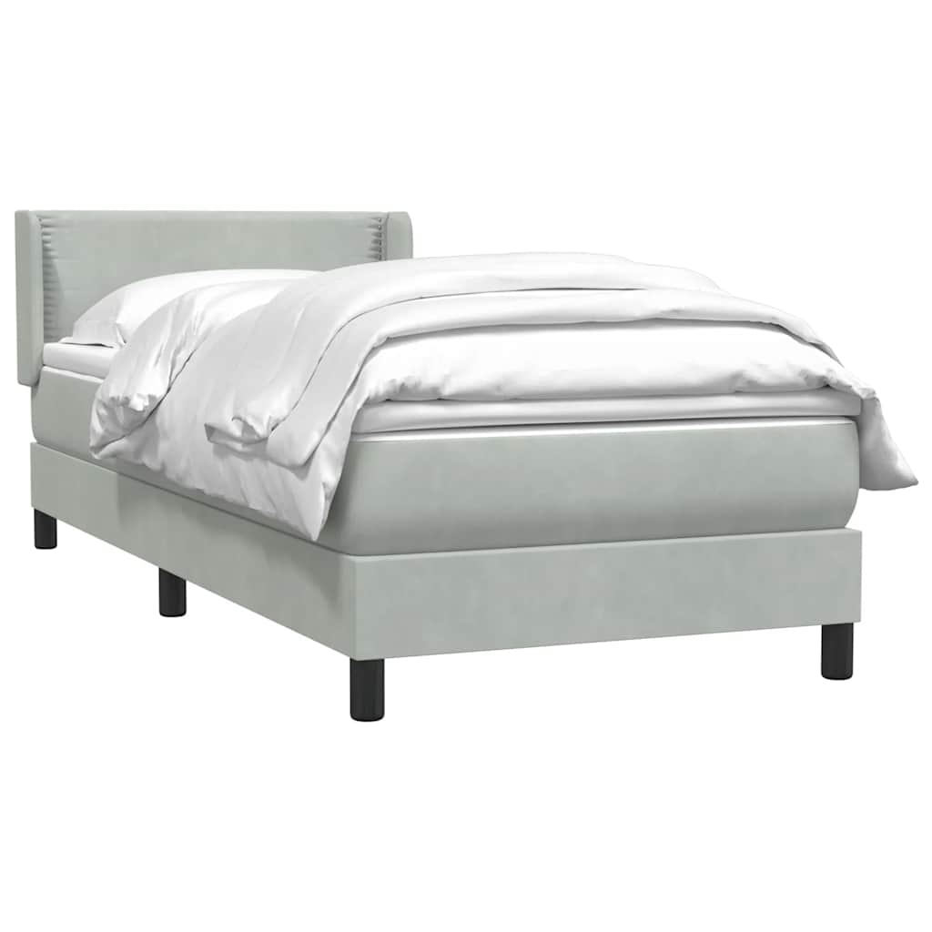Boxspring met matras fluweel lichtgrijs 80x210 cm is nu te koop bij PeponiXL, paradijselijk wonen!