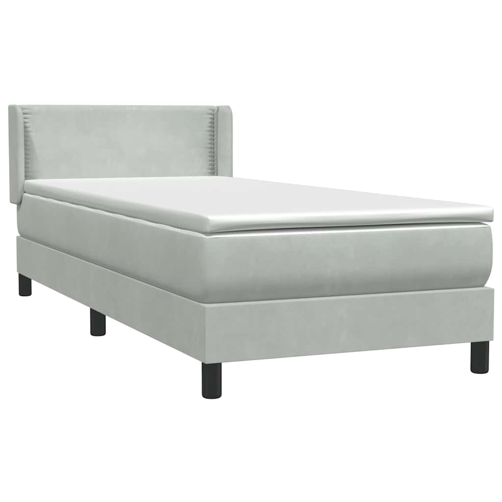 Boxspring met matras fluweel lichtgrijs 80x210 cm is nu te koop bij PeponiXL, paradijselijk wonen!