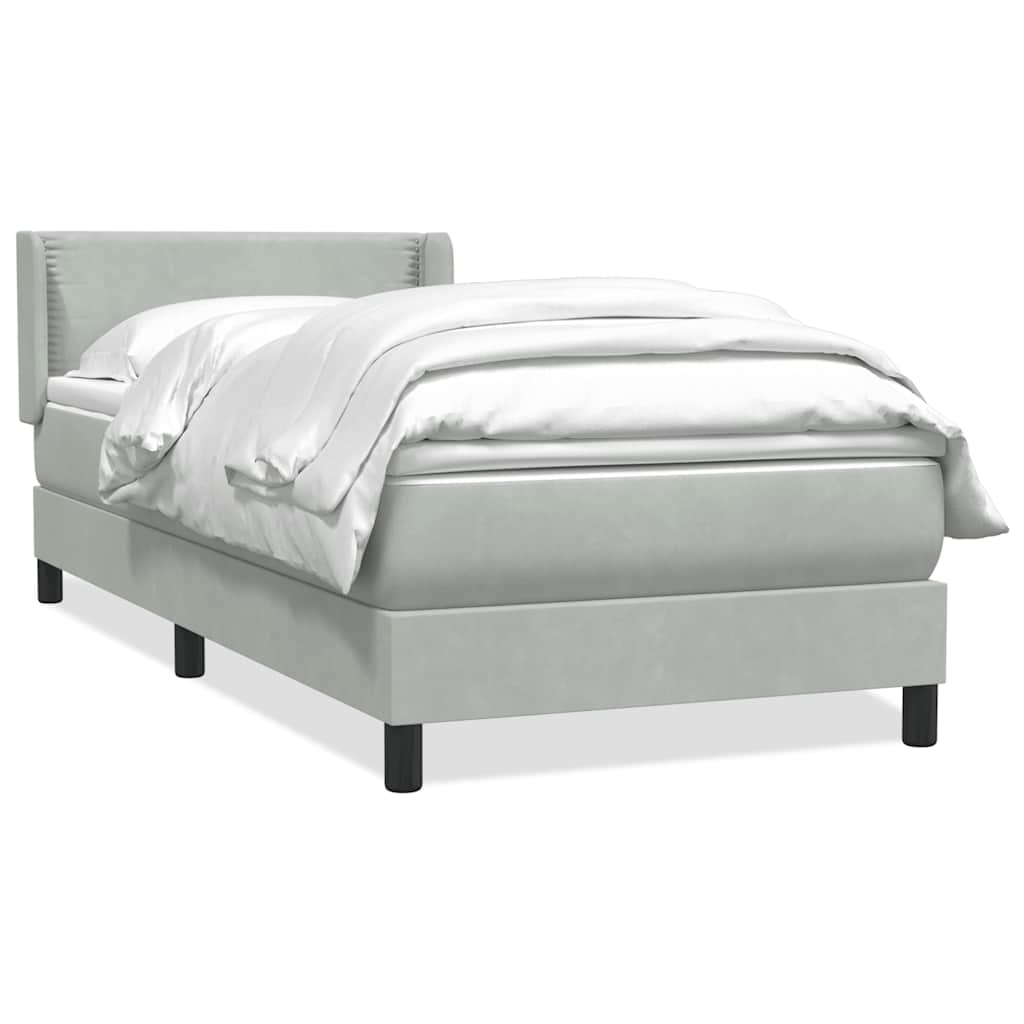 Boxspring met matras fluweel lichtgrijs 90x210 cm is nu te koop bij PeponiXL, paradijselijk wonen!