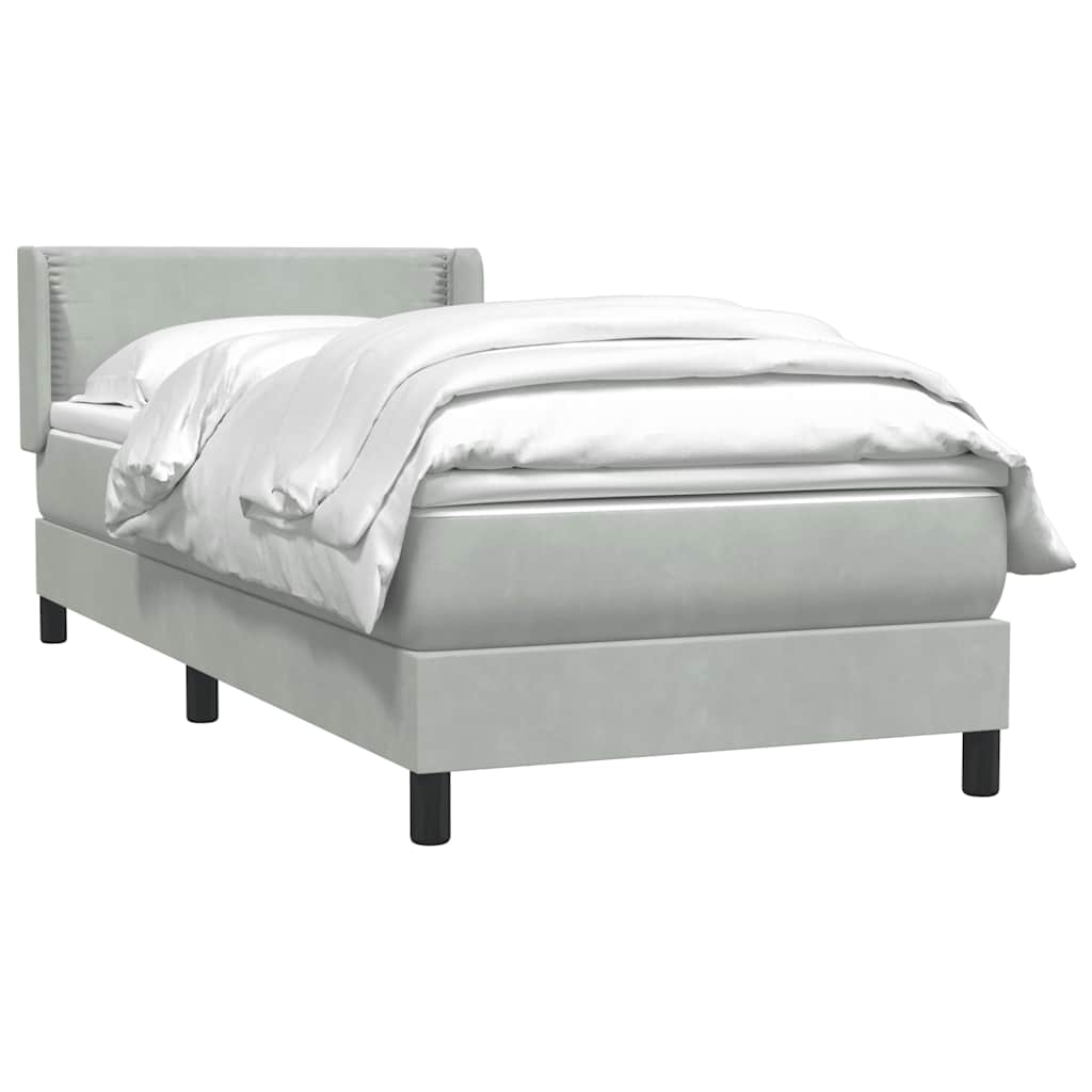 Boxspring met matras fluweel lichtgrijs 90x210 cm is nu te koop bij PeponiXL, paradijselijk wonen!