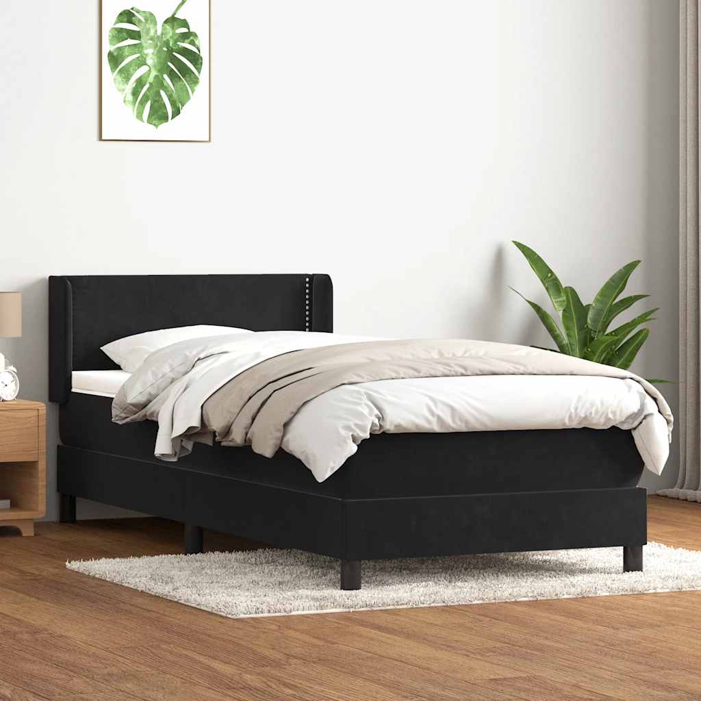 Boxspring met matras fluweel zwart 90x210 cm is nu te koop bij PeponiXL, paradijselijk wonen!