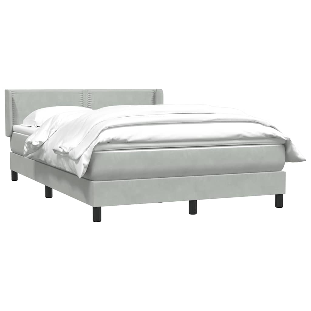 Boxspring met matras fluweel lichtgrijs 140x210 cm