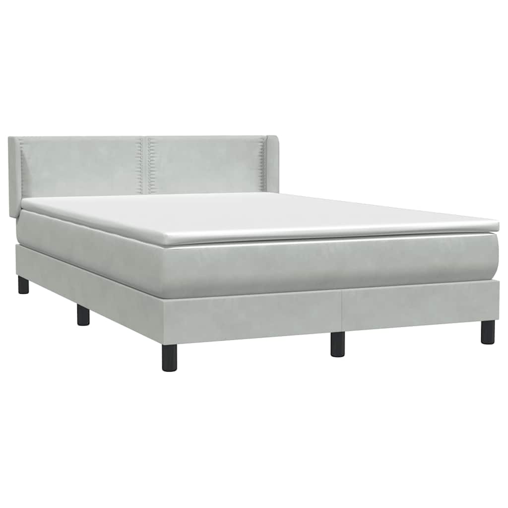Boxspring met matras fluweel lichtgrijs 140x210 cm