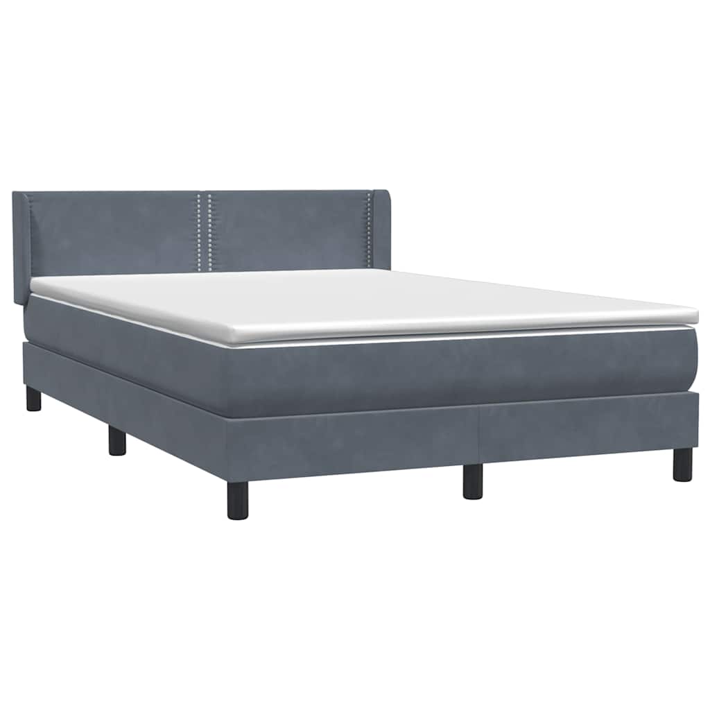 Boxspring met matras fluweel donkergrijs 140x210 cm