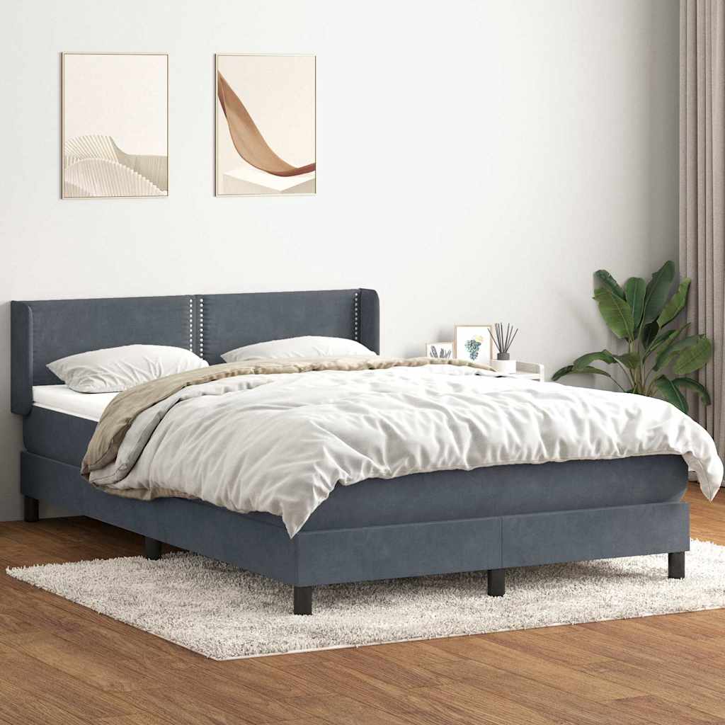 Boxspring met matras fluweel donkergrijs 140x210 cm