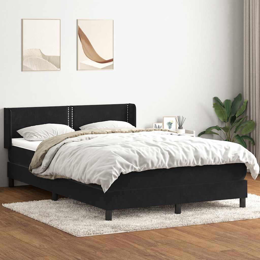 Boxspring met matras fluweel zwart 140x210 cm