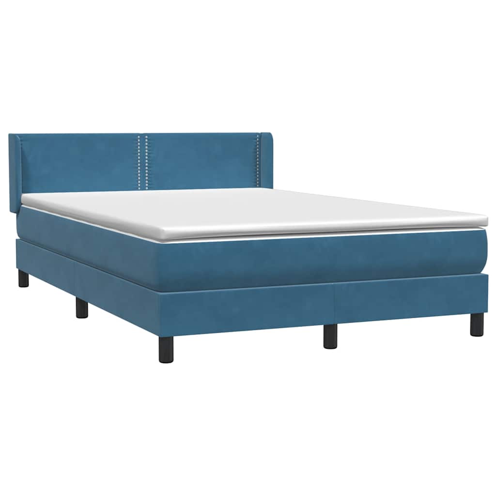 Boxspring met matras fluweel donkerblauw 160x210 cm