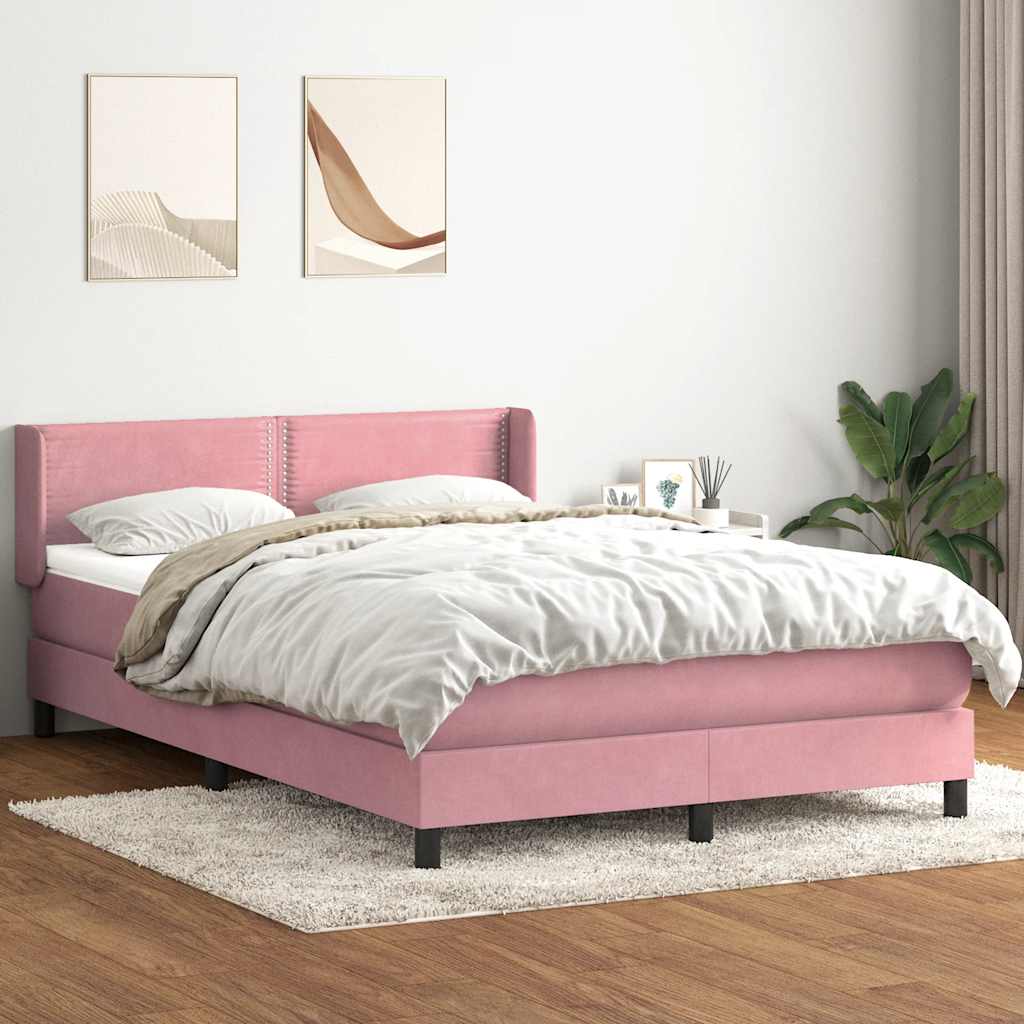 Boxspring met matras fluweel roze 160x210 cm is nu te koop bij PeponiXL, paradijselijk wonen!