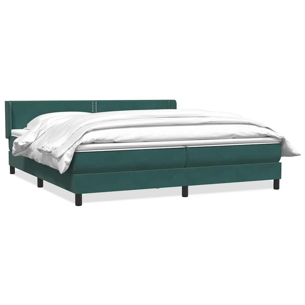 Boxspring met matras fluweel donkergroen 180x210 cm