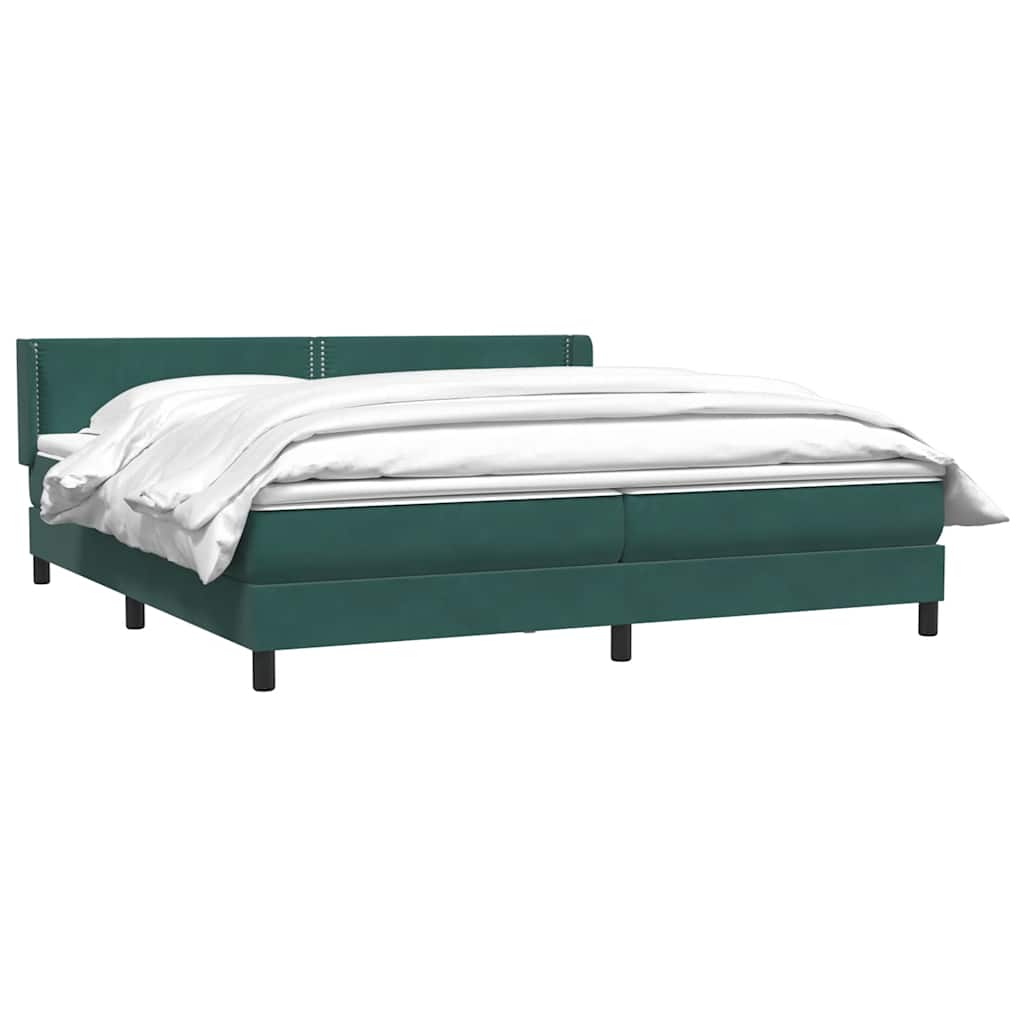Boxspring met matras fluweel donkergroen 180x210 cm