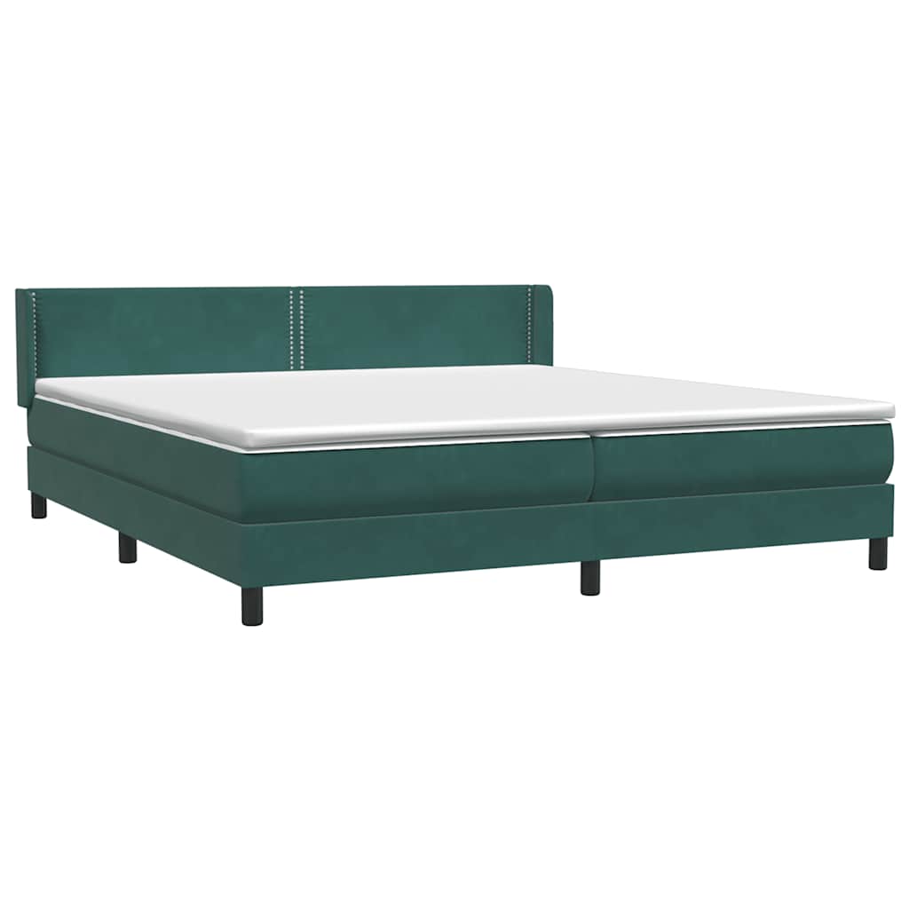 Boxspring met matras fluweel donkergroen 180x210 cm