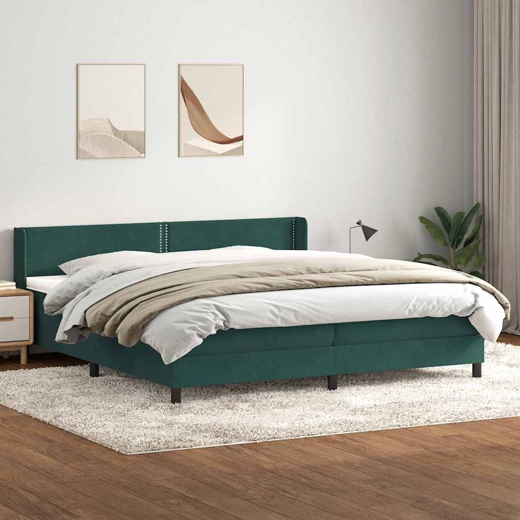 Boxspring met matras fluweel donkergroen 180x210 cm