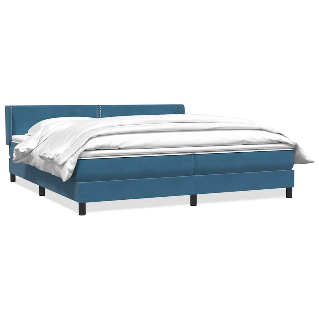 Boxspring met matras fluweel donkerblauw 180x210 cm