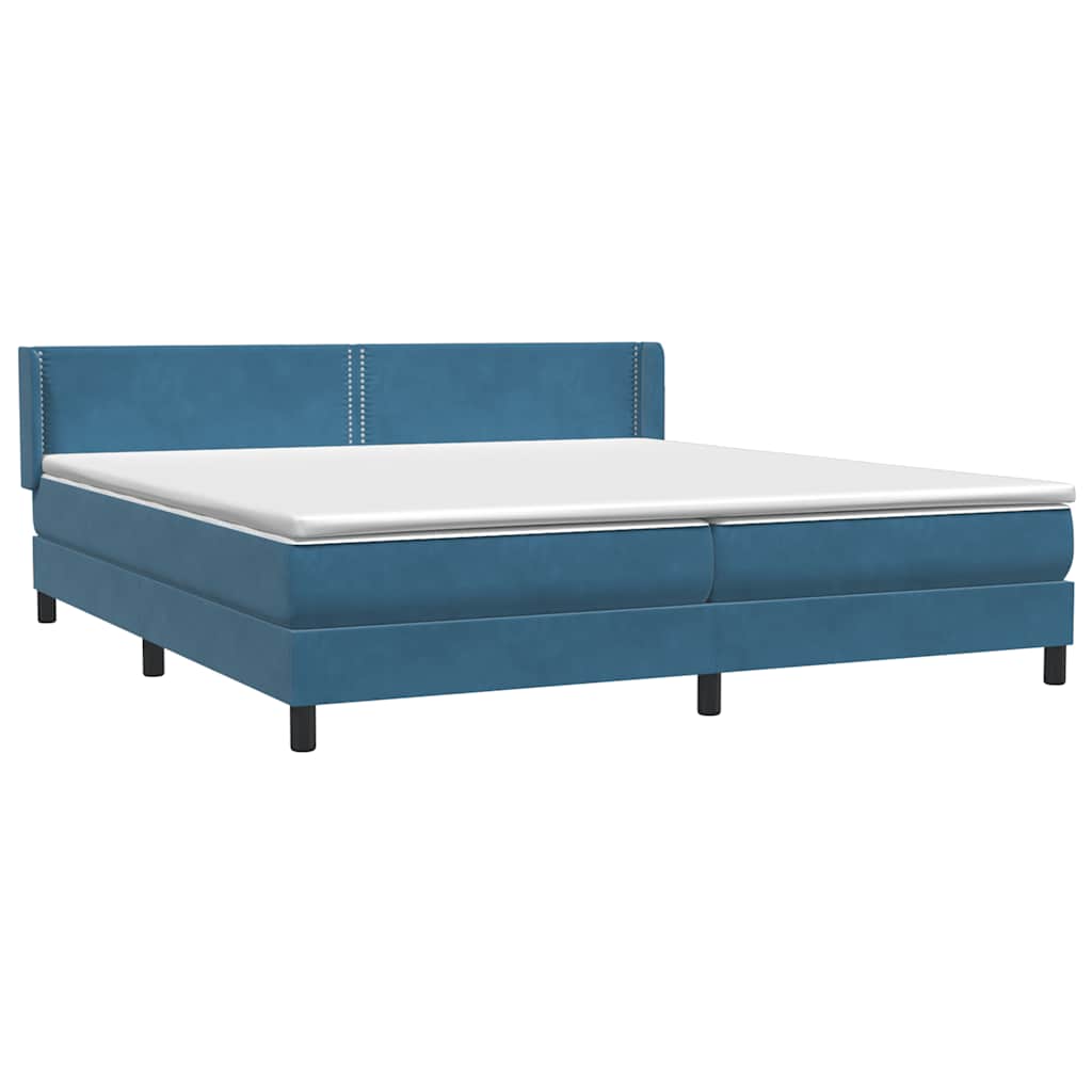 Boxspring met matras fluweel donkerblauw 180x210 cm