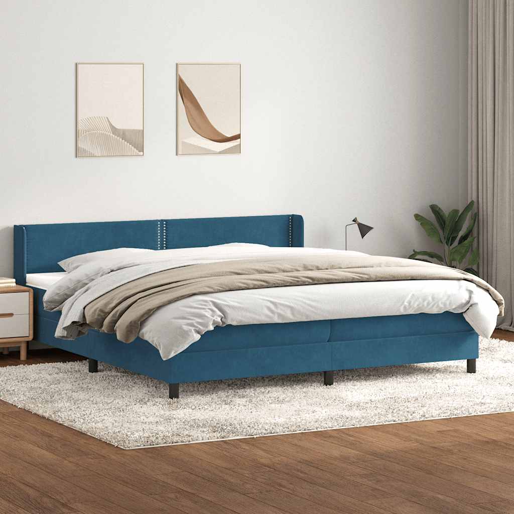 Boxspring met matras fluweel donkerblauw 180x210 cm
