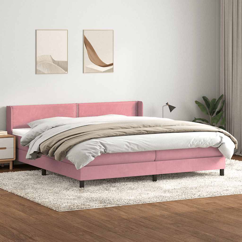 Boxspring met matras fluweel roze 180x210 cm is nu te koop bij PeponiXL, paradijselijk wonen!