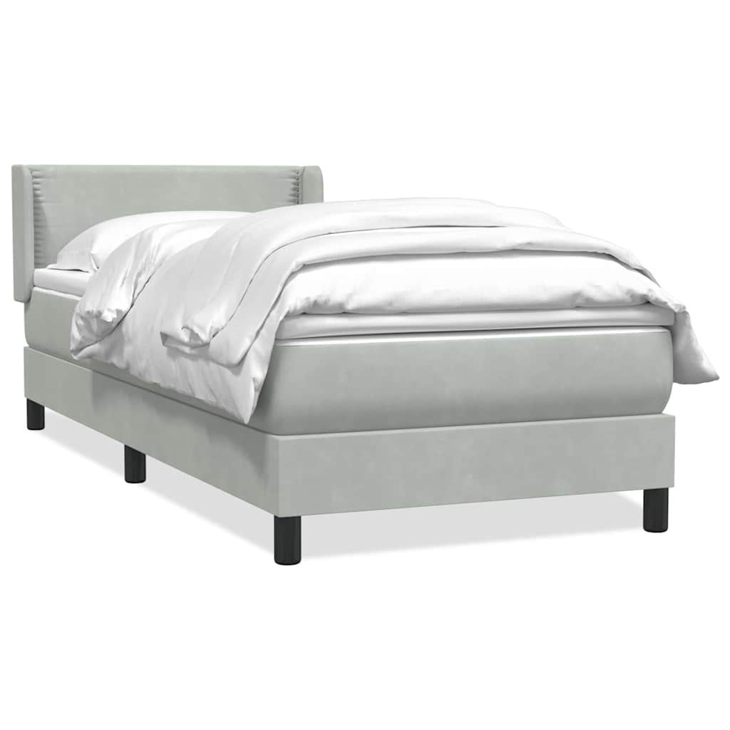 Boxspring met matras fluweel lichtgrijs 80x220 cm is nu te koop bij PeponiXL, paradijselijk wonen!