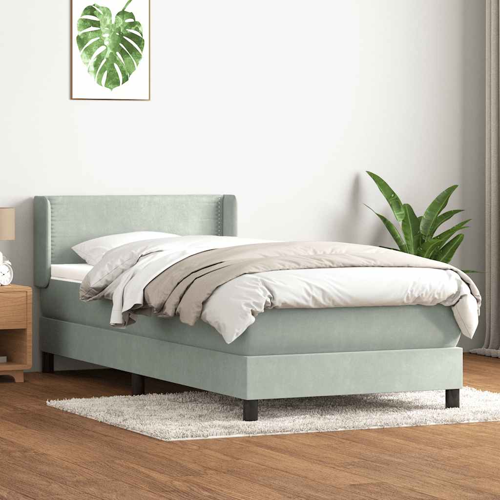 Boxspring met matras fluweel lichtgrijs 80x220 cm is nu te koop bij PeponiXL, paradijselijk wonen!