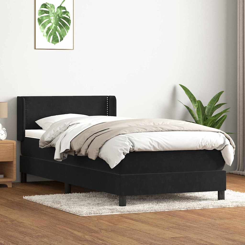 Boxspring met matras fluweel zwart 80x220 cm is nu te koop bij PeponiXL, paradijselijk wonen!
