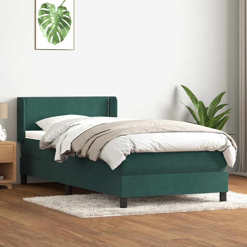 Boxspring met matras fluweel donkergroen 80x220 cm is nu te koop bij PeponiXL, paradijselijk wonen!