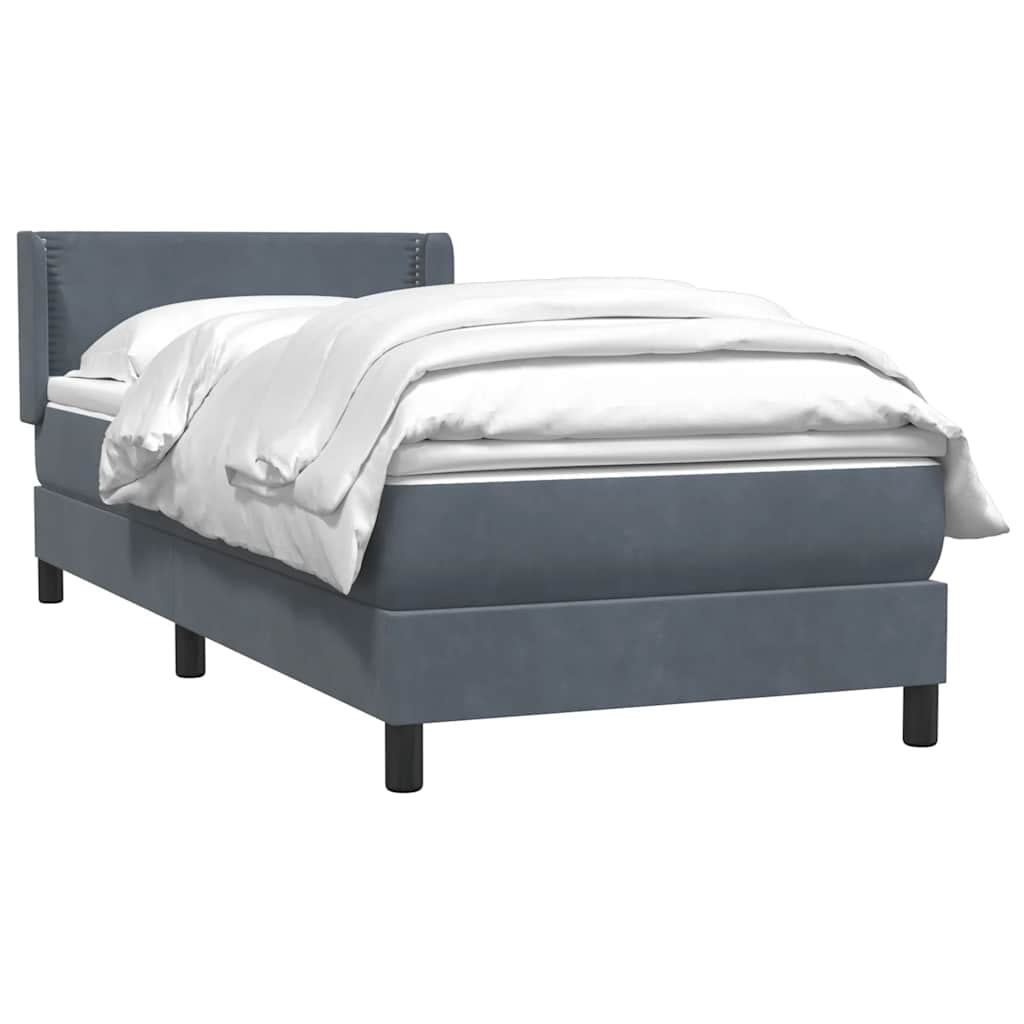 Boxspring met matras fluweel donkergrijs 90x220 cm is nu te koop bij PeponiXL, paradijselijk wonen!