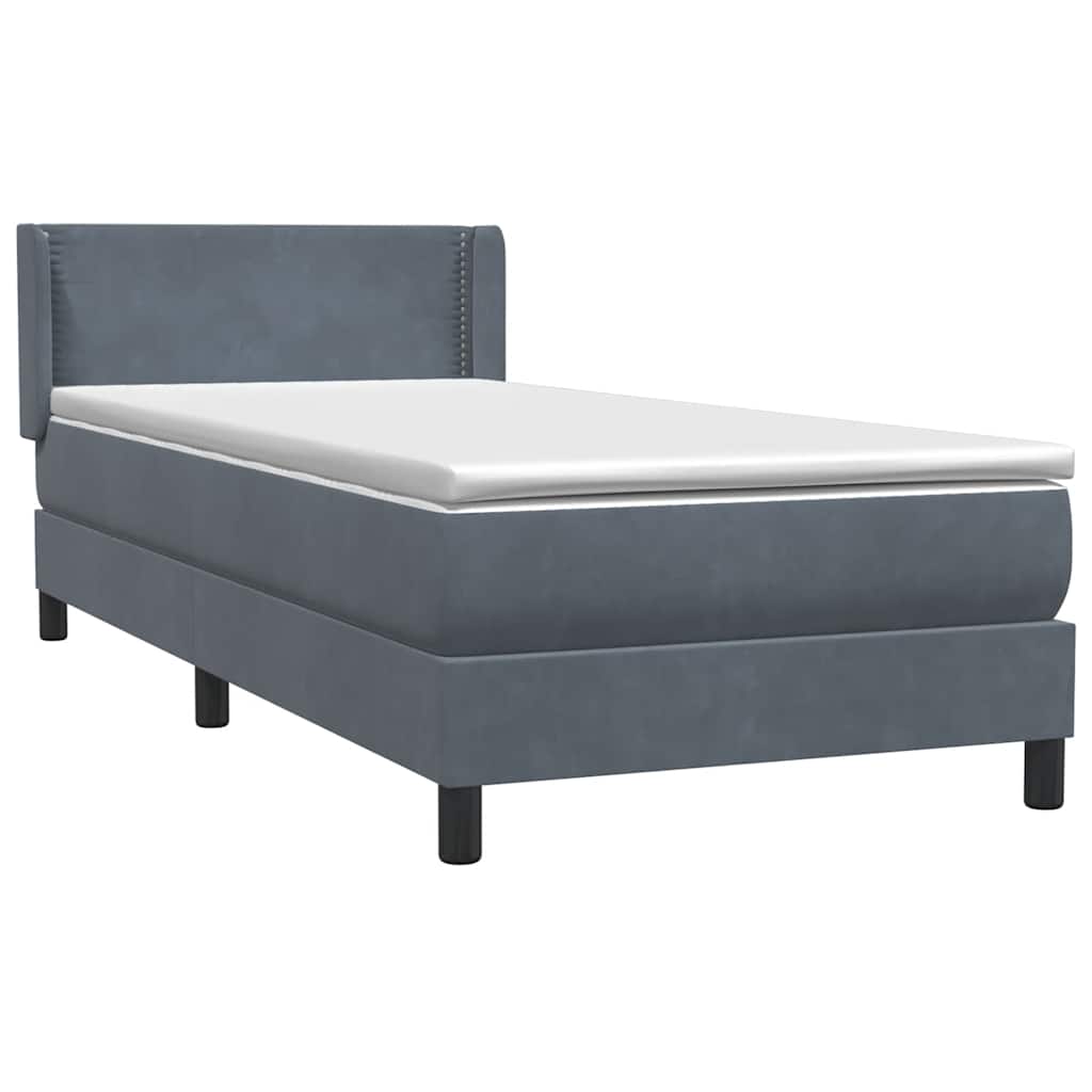 Boxspring met matras fluweel donkergrijs 90x220 cm is nu te koop bij PeponiXL, paradijselijk wonen!