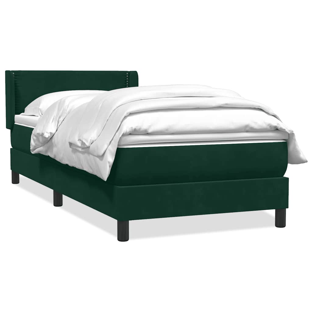 Boxspring met matras fluweel donkergroen 100x220 cm