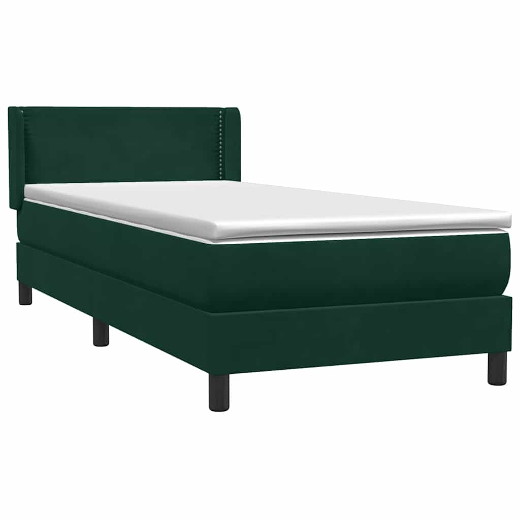 Boxspring met matras fluweel donkergroen 100x220 cm