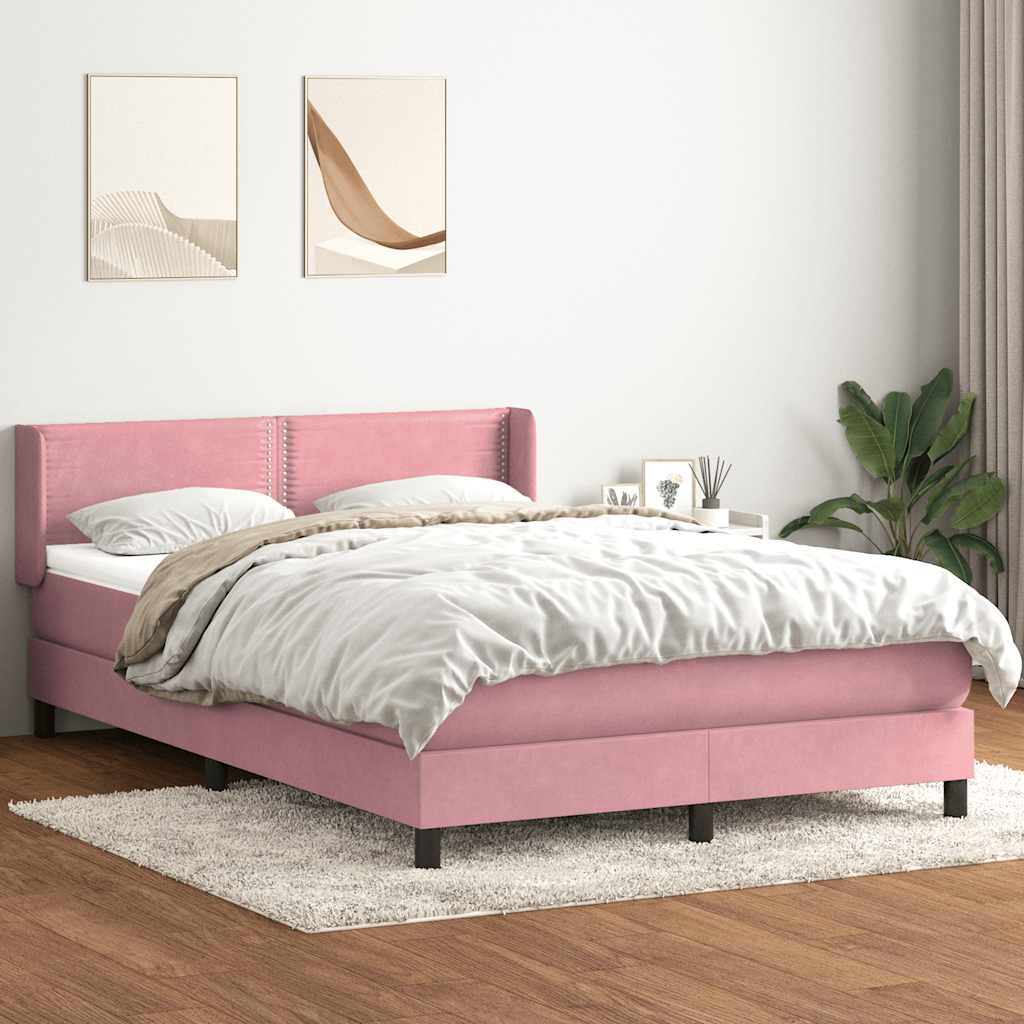 Boxspring met matras fluweel roze 160x220 cm is nu te koop bij PeponiXL, paradijselijk wonen!