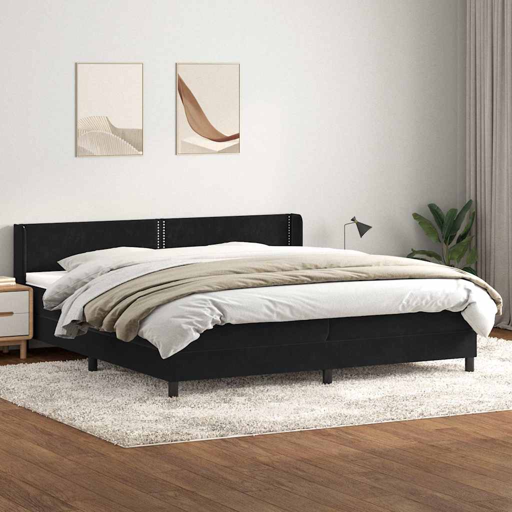 Boxspring met matras fluweel zwart 180x220 cm is nu te koop bij PeponiXL, paradijselijk wonen!