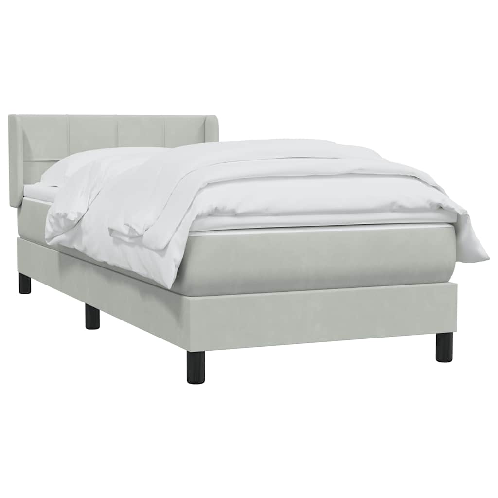 Boxspring met matras fluweel lichtgrijs 90x210 cm is nu te koop bij PeponiXL, paradijselijk wonen!