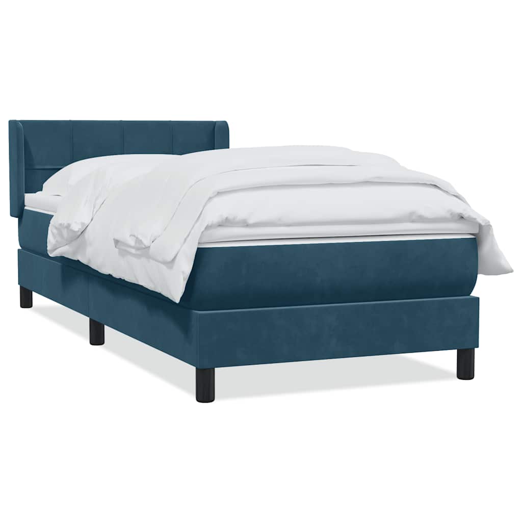 Boxspring met matras fluweel donkerblauw 90x210 cm