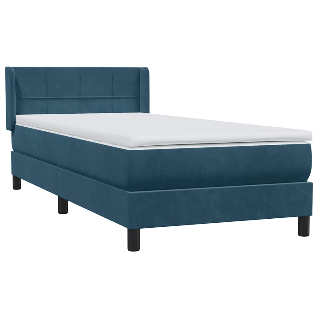 Boxspring met matras fluweel donkerblauw 90x210 cm