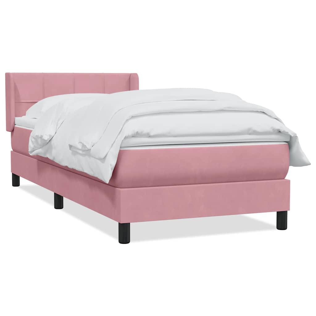 Boxspring met matras fluweel roze 90x210 cm