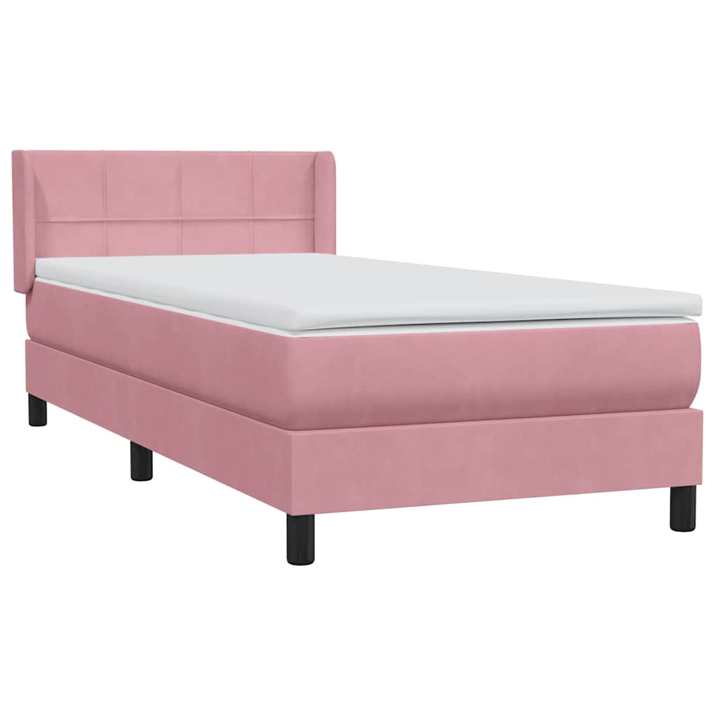 Boxspring met matras fluweel roze 90x210 cm