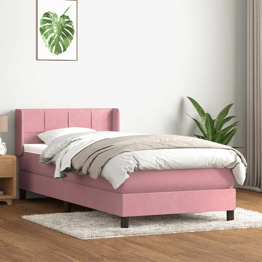Boxspring met matras fluweel roze 90x210 cm