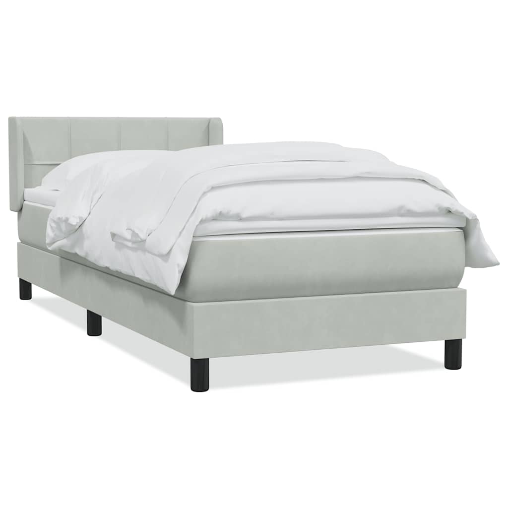 Boxspring met matras fluweel lichtgrijs 100x210 cm